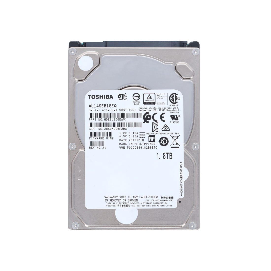 Toshiba AL14SEB AL14SEB18EQ 1.8TB 10K RPM SAS 12Gb/s 512e 2.5in Hard Drive (AL14SEB18EQ) thumbnail