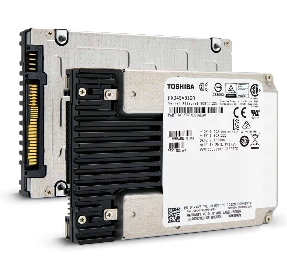 Toshiba Enterprise PX04SVB160 1.6TB SAS 12Gb/s 2.5 Solid State Drive (PX04SVB160) thumbnail