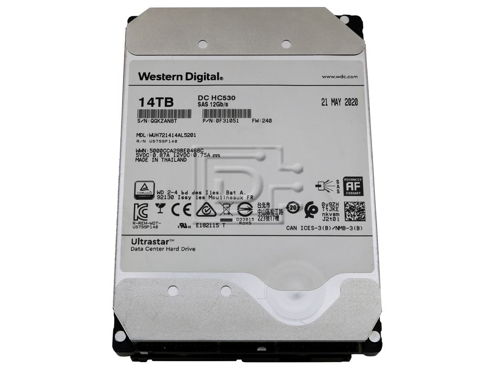 Western Digital HGST Ultrastar Hs14 HSH721414AL52M0 14TB 7.2K RPM SAS 12Gb/s 512e 512MB 3.5 ISE Hard Drive (HSH721414AL52M0) thumbnail