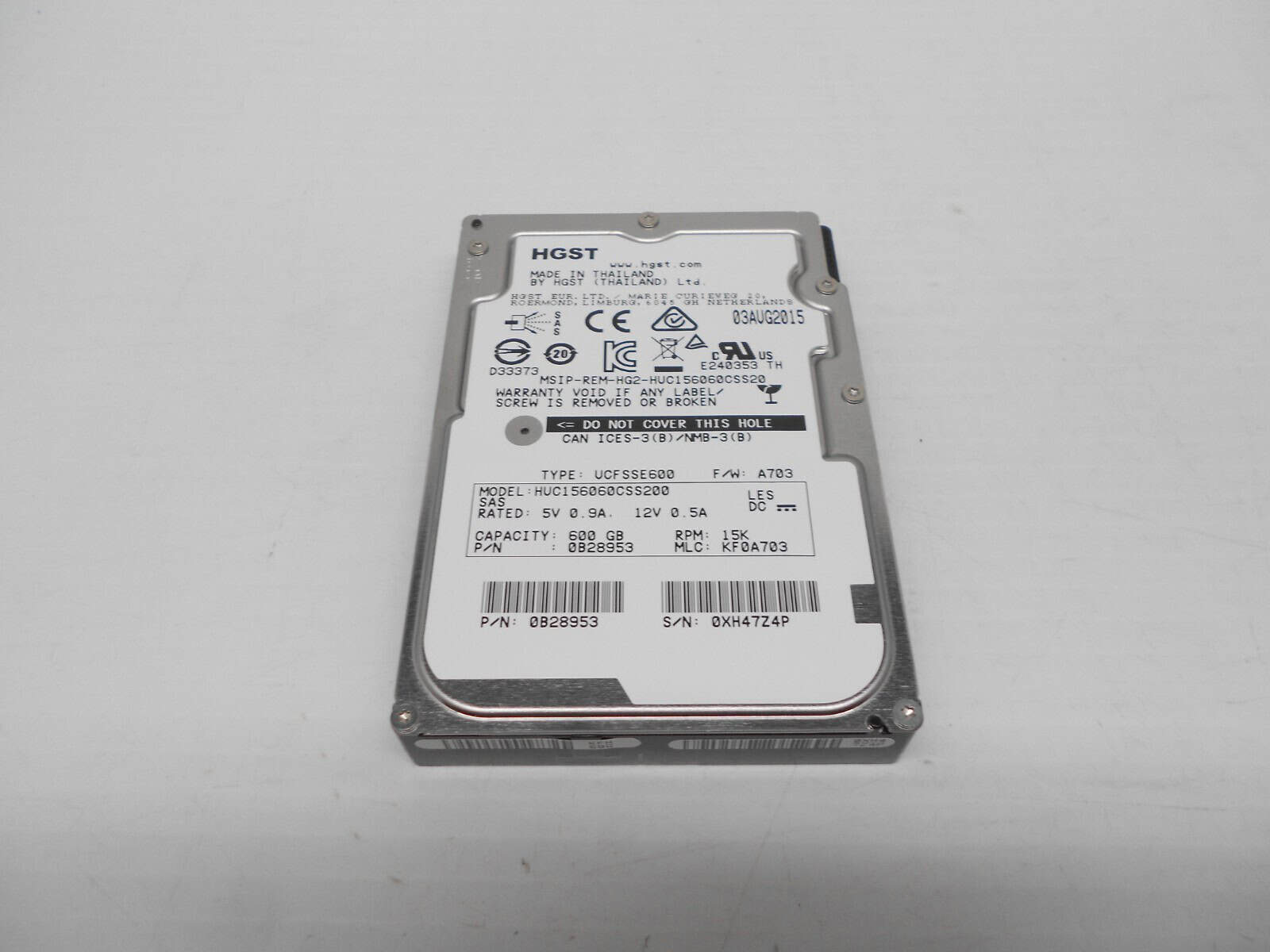 Western Digital HGST Ultrastar C15K600 HUC156060CSS200 0B28953 600GB 15K RPM SAS 12Gb/s 512n 128MB 2.5 ISE Hard Drive (HUC156060CSS200_0B28953) thumbnail