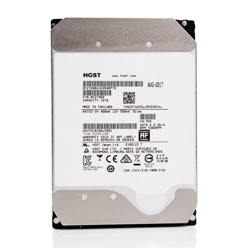 Western Digital HGST Ultrastar He10 HUH721010ALE601 0F27605 10TB 7.2K RPM SATA 6Gb/s 512e 256MB 3.5 SED Hard Drive (HUH721010ALE601) thumbnail