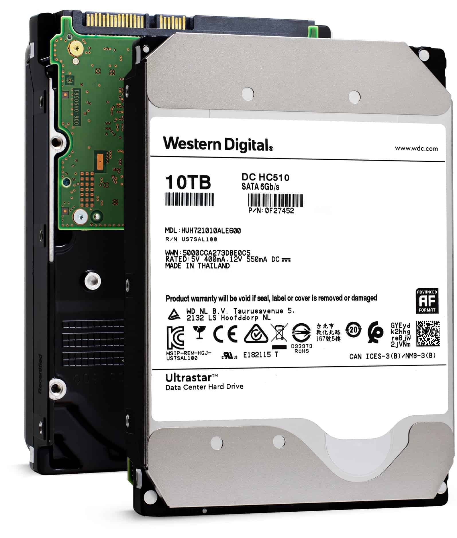 Western Digital HGST Ultrastar He10 HUH721010ALE601 0F27453 10TB 7.2K RPM SATA 6Gb/s 512e 256MB 3.5 SED Power Disable Pin Hard D (HUH721010ALE601-0F27453_PWR) thumbnail
