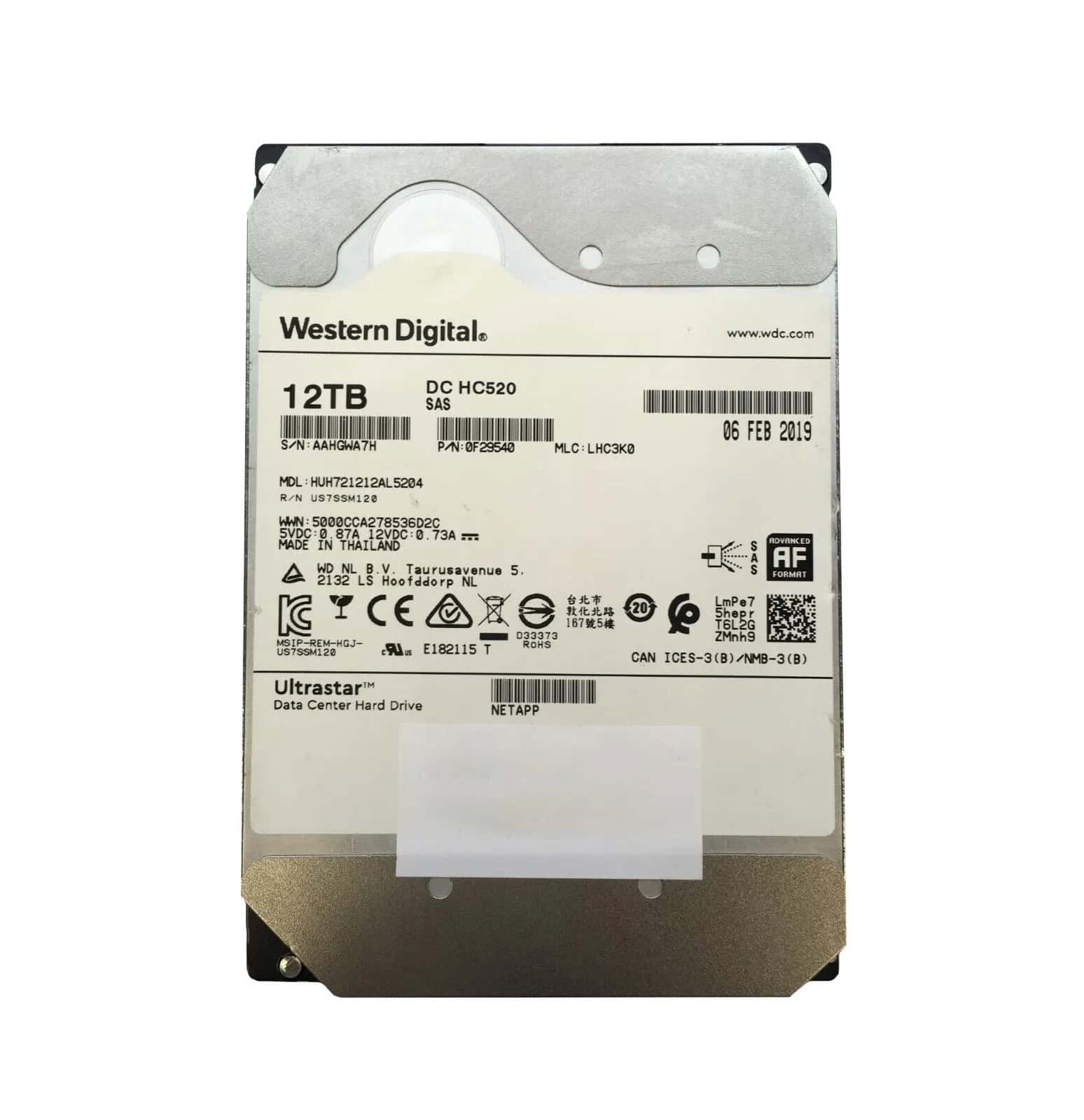 Western Digital Fujitsu / Western Digital Ultrastar He12 HUH721212AL5204 0F29545 12TB 7.2K RPM SAS 12Gb/s 512e SE 3.5in Hard Dri (HUH721212AL5204) thumbnail