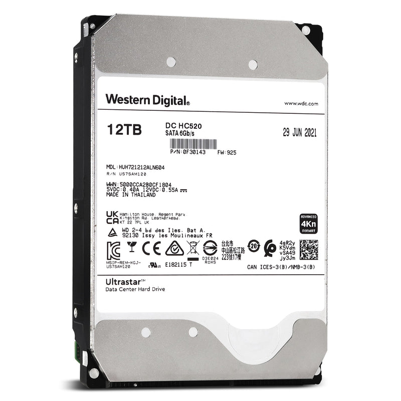 Western Digital HGST Ultrastar He12 HUH721212ALN604 0F30143 12TB 7.2K RPM SATA 6Gb/s 4Kn 256MB 3.5 SE Hard Drive (HUH721212ALN604) thumbnail