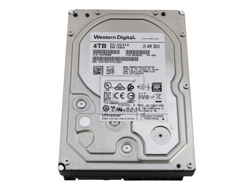 Western Digital HGST Ultrastar 7K6000 HUS726040AL4215 0F22824 4TB 7.2K RPM SAS 12Gb/s 4Kn 128MB 3.5 TCG-FIPS Hard Drive (HUS726040AL4215) thumbnail