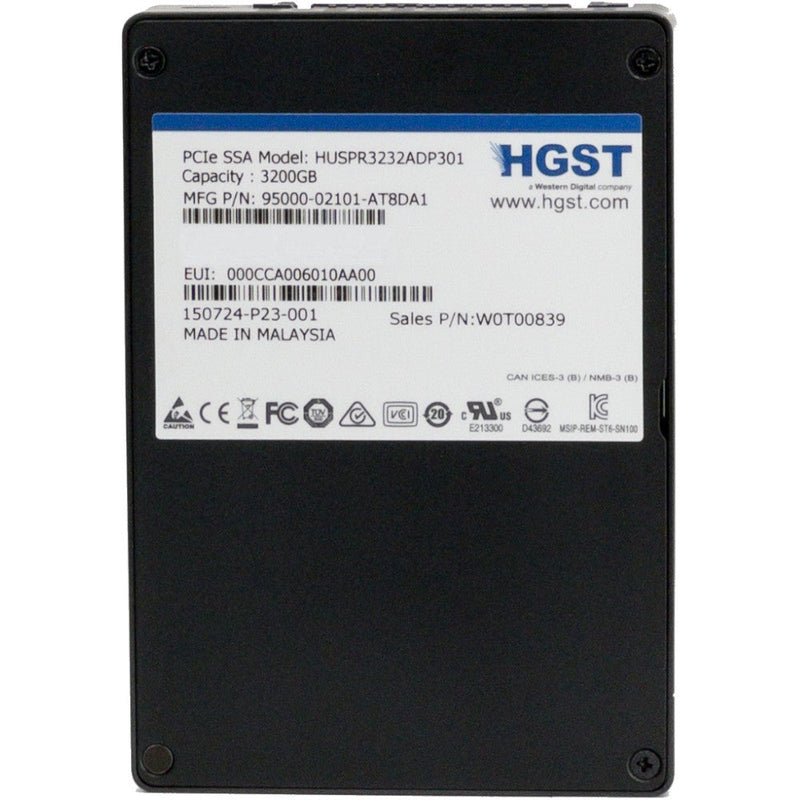 Western Digital HGST SN100 HUSPR3232ADP301 0T00839 3.2TB PCIe Gen 3.0 x4 U.2 NVMe 2.5in Solid State Drive (HUSPR3232ADP301) thumbnail