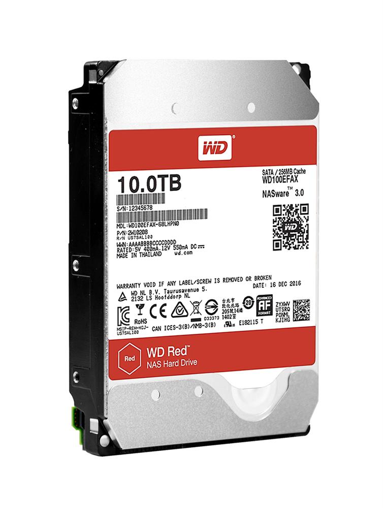 Western Digital Red WD100EFAX 10TB 5.4K RPM SATA 6Gb/s 3.5 Hard Drive (WD100EFAX) thumbnail