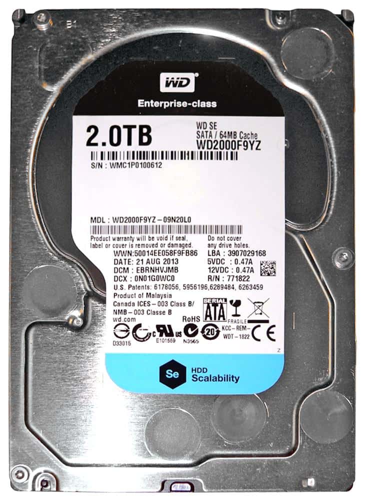 Western Digital Se WD2000F9YZ 2TB 7.2K RPM SATA 6Gb/s 64MB 3.5 Hard Drive (WD2000F9YZ) thumbnail
