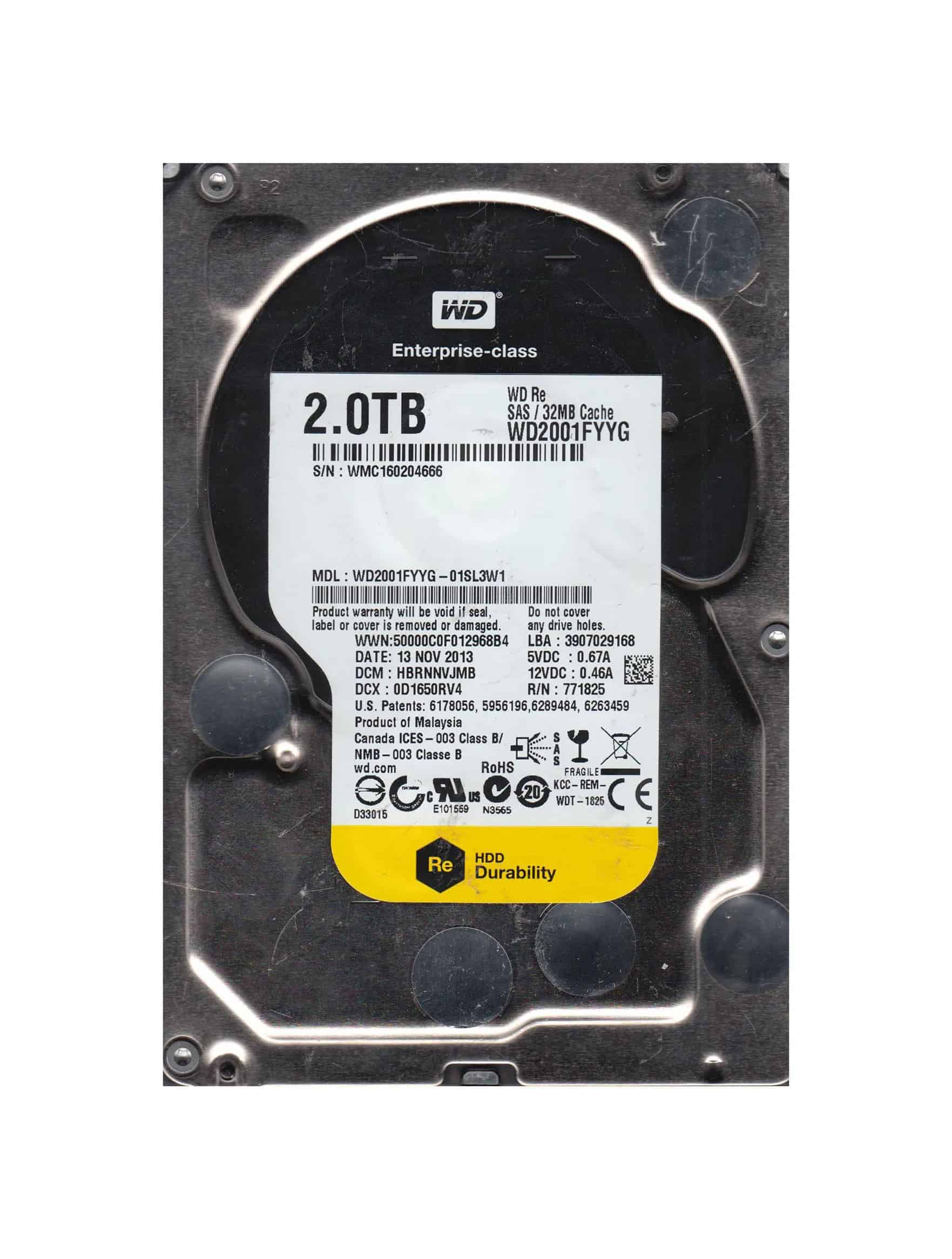 Western Digital Re WD2001FYYG 2TB 7.2K RPM SAS 6Gb/s 32MB 3.5 Hard Drive (WD2001FYYG) thumbnail