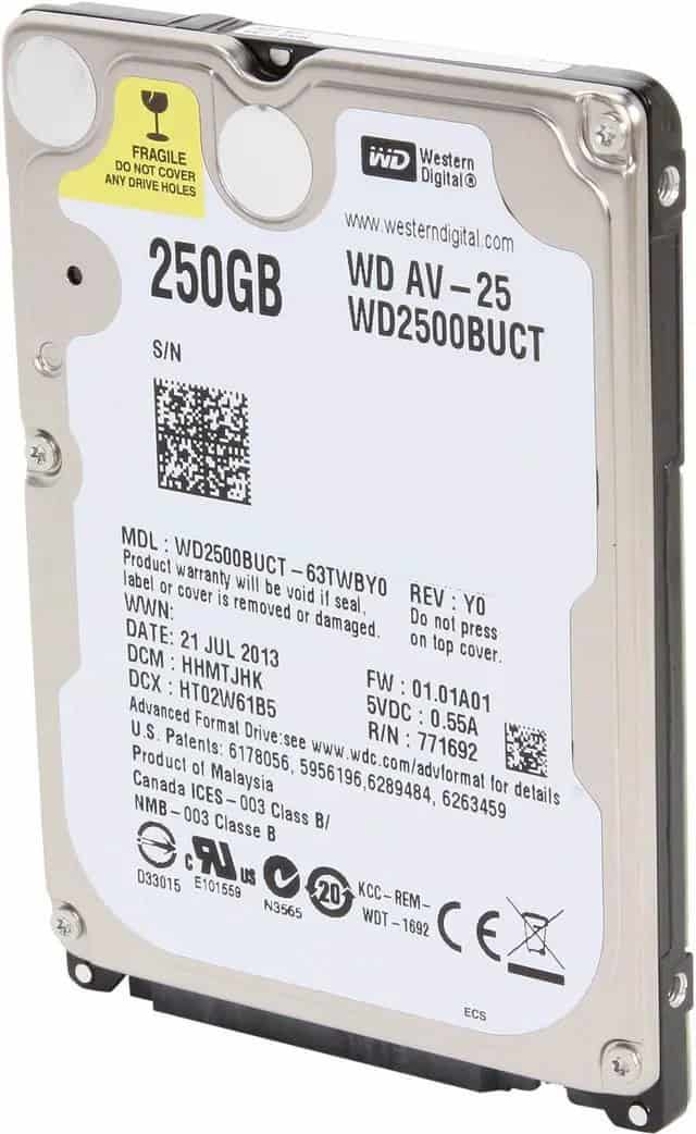 Western Digital AV-25 WD2500BUCT 250GB 5.4K RPM SATA 3Gb/s 16MB 2.5 Hard Drive (WD2500BUCT) thumbnail