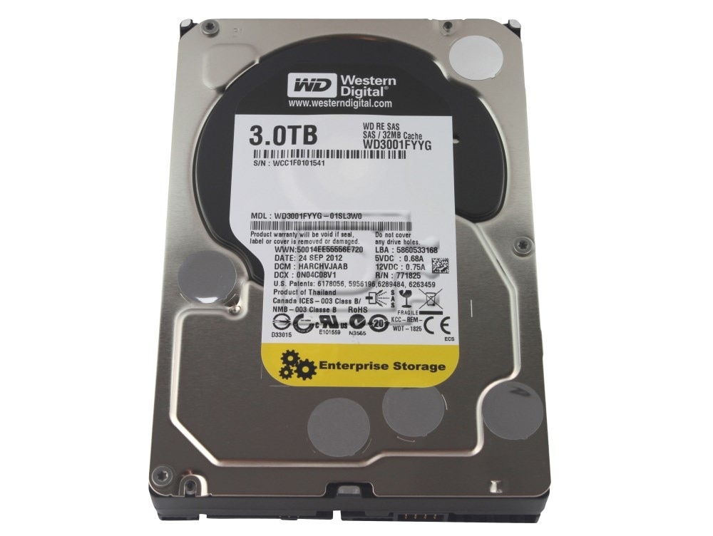 Western Digital Re WD3001FYYG 3TB 7.2K RPM SAS 6Gb/s 32MB 3.5 Hard Drive (WD3001FYYG) thumbnail