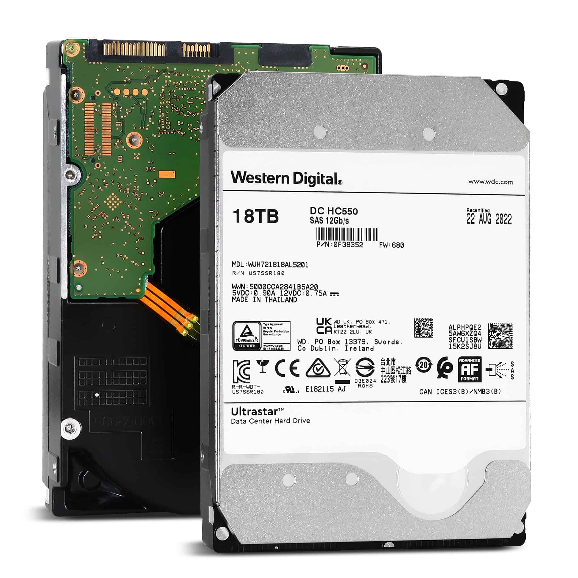 Western Digital Ultrastar DC HC550 WUH721818AL5201 0F38352 18TB 7.2K RPM SAS 12Gb/s SED 3.5in Hard Drive (WUH721818AL5201) thumbnail