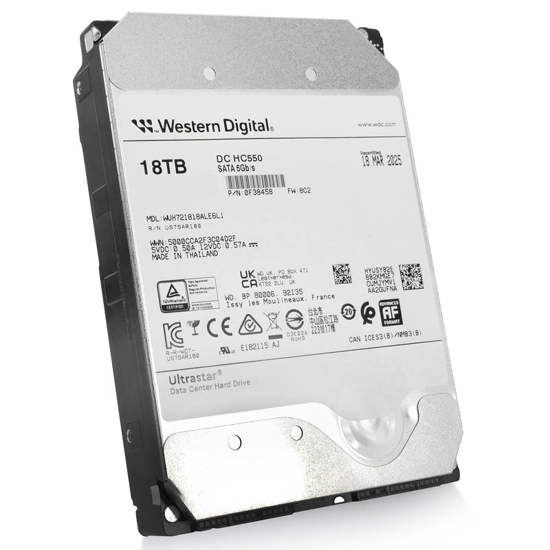 Western Digital Ultrastar DC HC550 WUH721818ALE6L1 0F38458 18TB 7.2K RPM SATA 6Gb/s 512e SED TCG-Enterprise 3.5in Hard Drive (WUH721818ALE6L1) thumbnail
