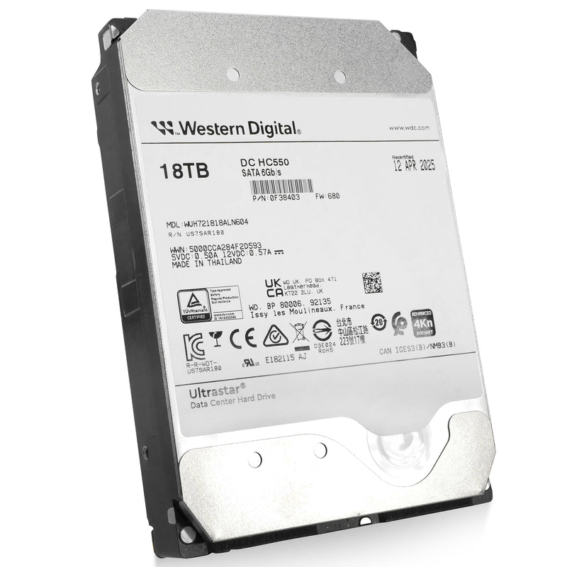 Western Digital Ultrastar DC HC550 WUH721818ALN604 0F38403 18TB 7.2K RPM SATA 6Gb/s 4Kn 3.5in Hard Drive (WUH721818ALN604-0F38403_PWR) thumbnail