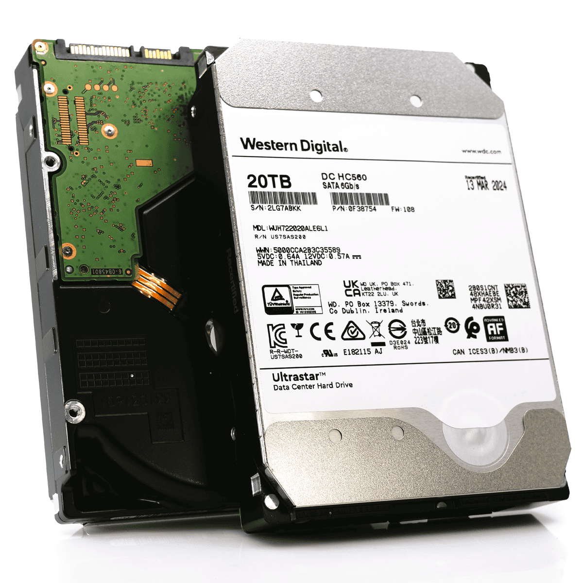 Western Digital Ultrastar DC HC560 WUH722020ALE6L1 20TB 7.2K RPM SATA 6Gb/s SED 3.5in Hard Drive (WUH722020ALE6L1) thumbnail