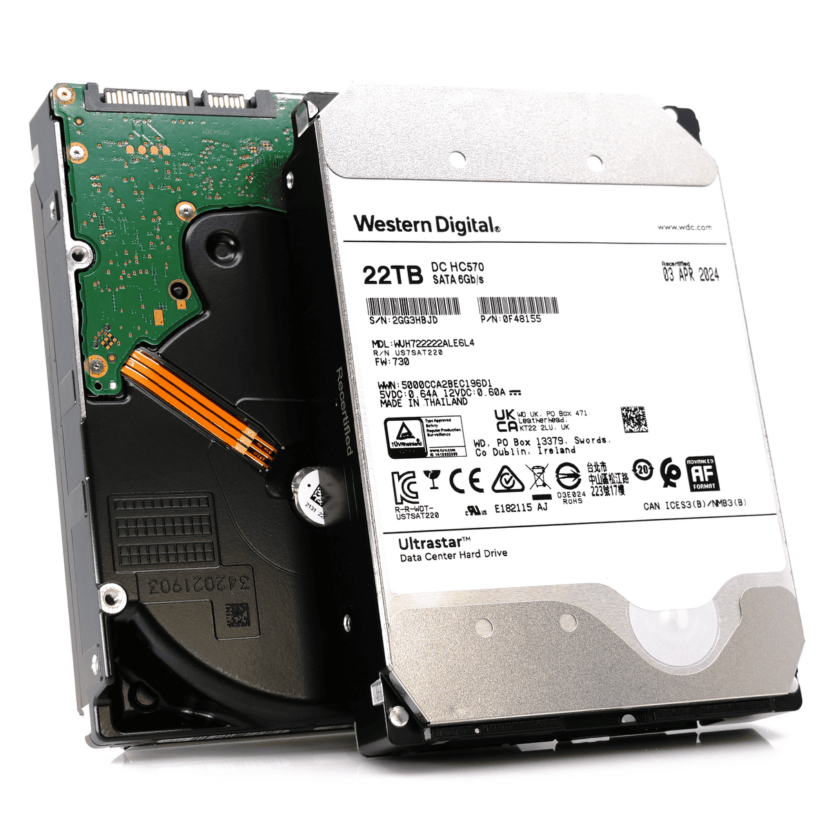 Western Digital Ultrastar HC570 WUH722222ALE604 0F48152 22TB 7.2K RPM SATA 6Gb/s 512e Power Disable 3.5in Hard Drive (WUH722222ALE604-0F48152_PWR) thumbnail