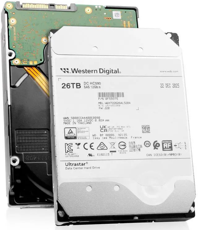 Western Digital Ultrastar DC HC580 WUH722422ALE604 0F48277 22TB 7.2K RPM SATA 6Gb/s 512e 3.5in Hard Drive (WUH722422ALE604-0F48277_PWR) thumbnail