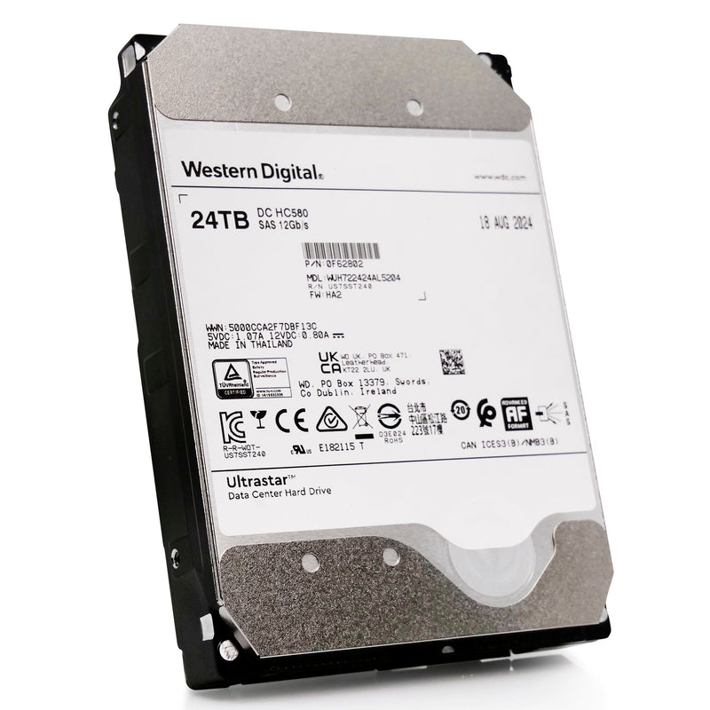 Western Digital Ultrastar DC HC580 WUH722424AL5204 0F62802 24TB 7.2K RPM SAS 12Gb/s 512e 3.5in Hard Drive (WUH722424AL5204) thumbnail