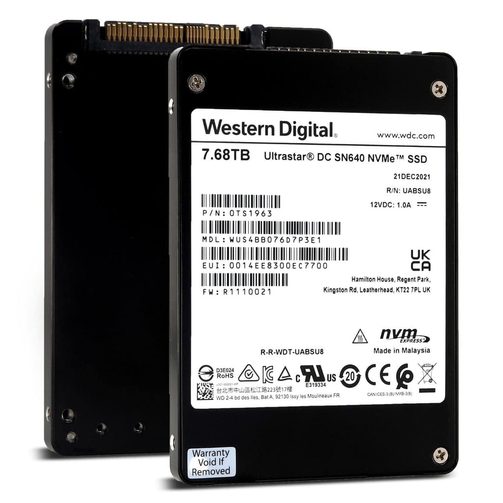 Western Digital Ultrastar DC SN640 WUS4BB076D7P3E1 0TS1963 7.68TB PCIe Gen 3.1 x4 4GB/s 3D TLC U.2 NVMe 2.5in Solid State Drive (WUS4BB076D7P3E1) thumbnail