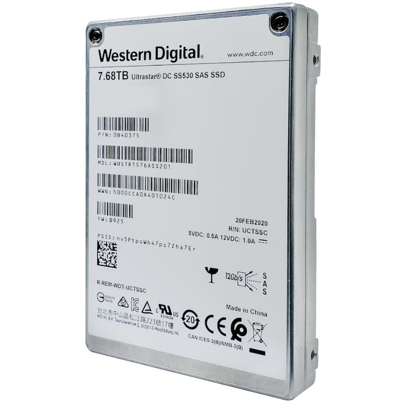 Western Digital Ultrastar DC SS530 WUSTR1576ASS201 0B40375 7.68TB SAS 12Gb/s 2.5in Solid State Drive (WUSTR1576ASS201) thumbnail