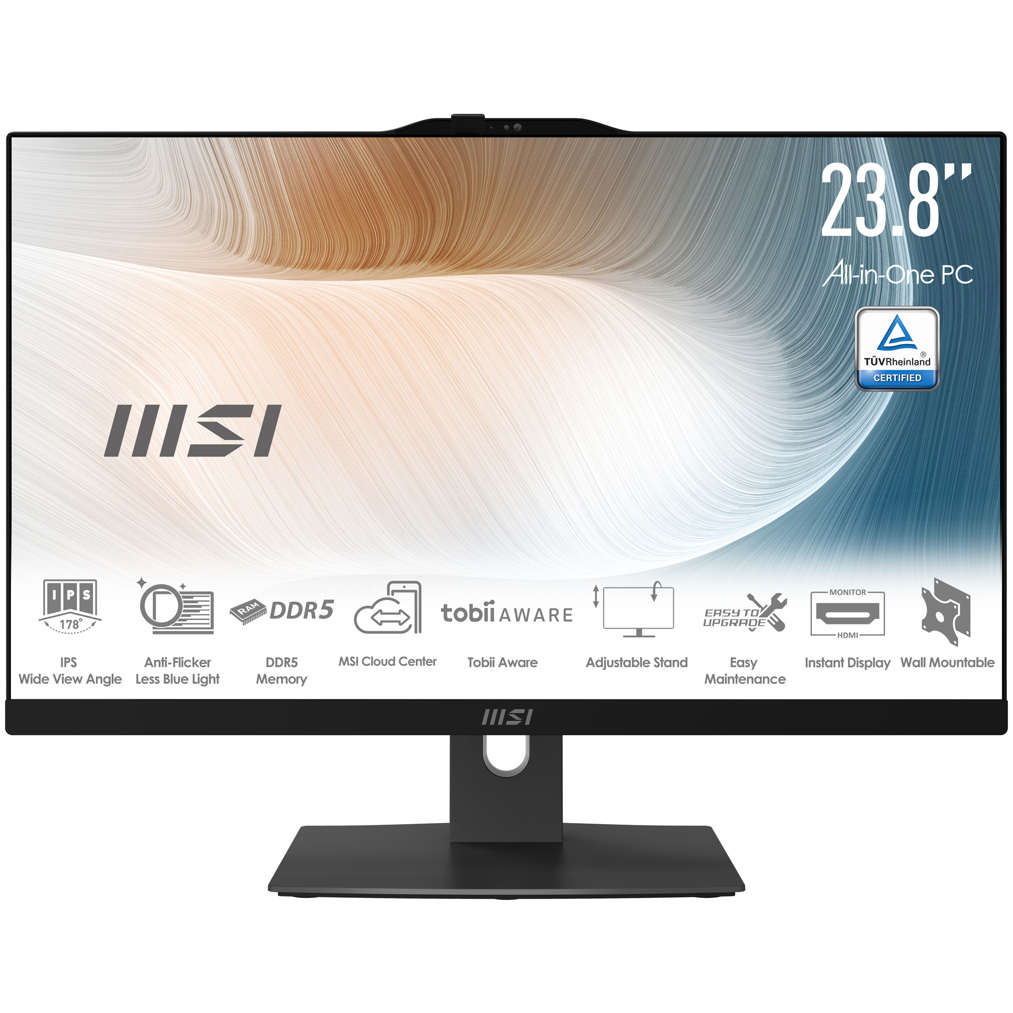 MSI Modern AM242P 1M-1225EU Intel Core 3 100U 60,5 cm (23.8") 1920 x 1080 Pixels Alles-in-één-pc 8 GB DDR5-SDRAM 256 GB SSD Windows 11 Pro Wi-Fi 6E (802.11ax) Zwart (9S6-AE0721-1225) thumbnail