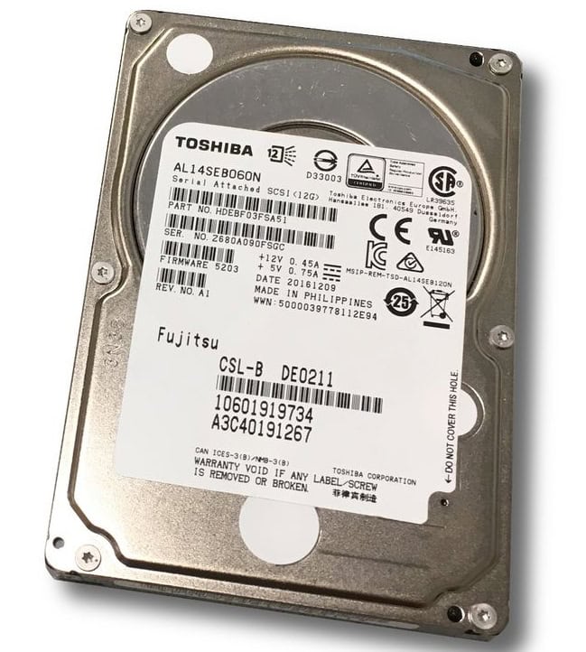 Fujitsu 600GB SAS HDD 12G 10K 512e 2.5in (A3C40191267) thumbnail