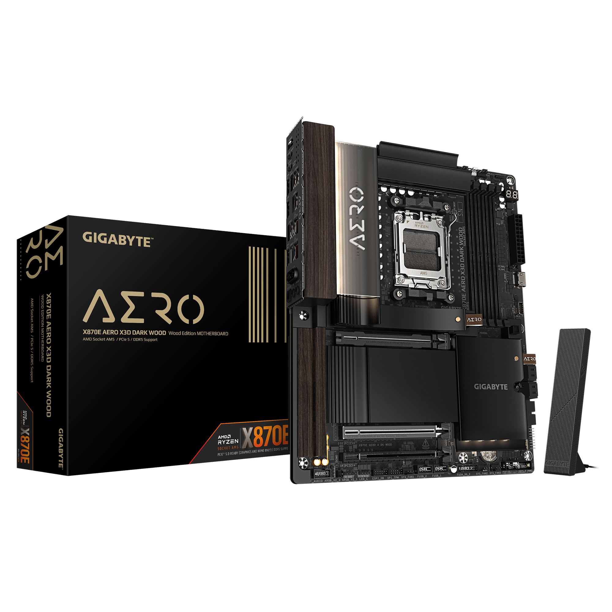 GIGABYTE X870E AERO X3D DARK WOOD AMD X870E Socket AM5 ATX (X870E AERO X DK WOOD) thumbnail