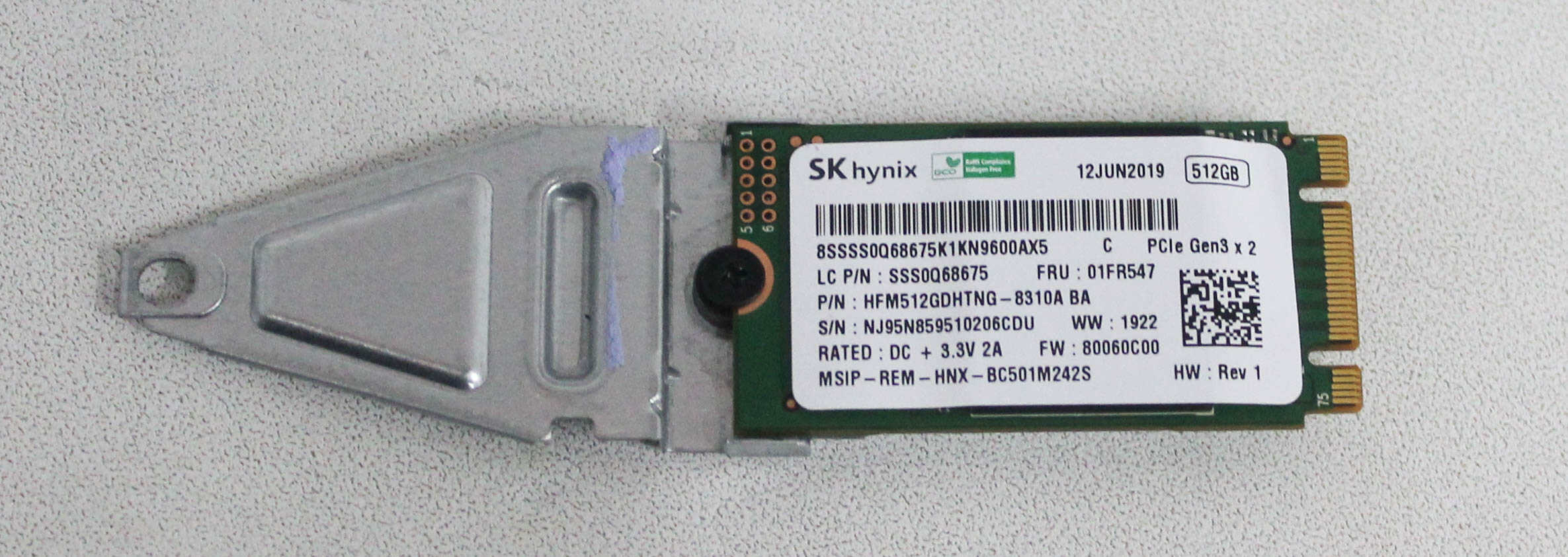 Lenovo Hynix BC501 512G M.2 2242 PCIe (01FR547) (01FR547) thumbnail