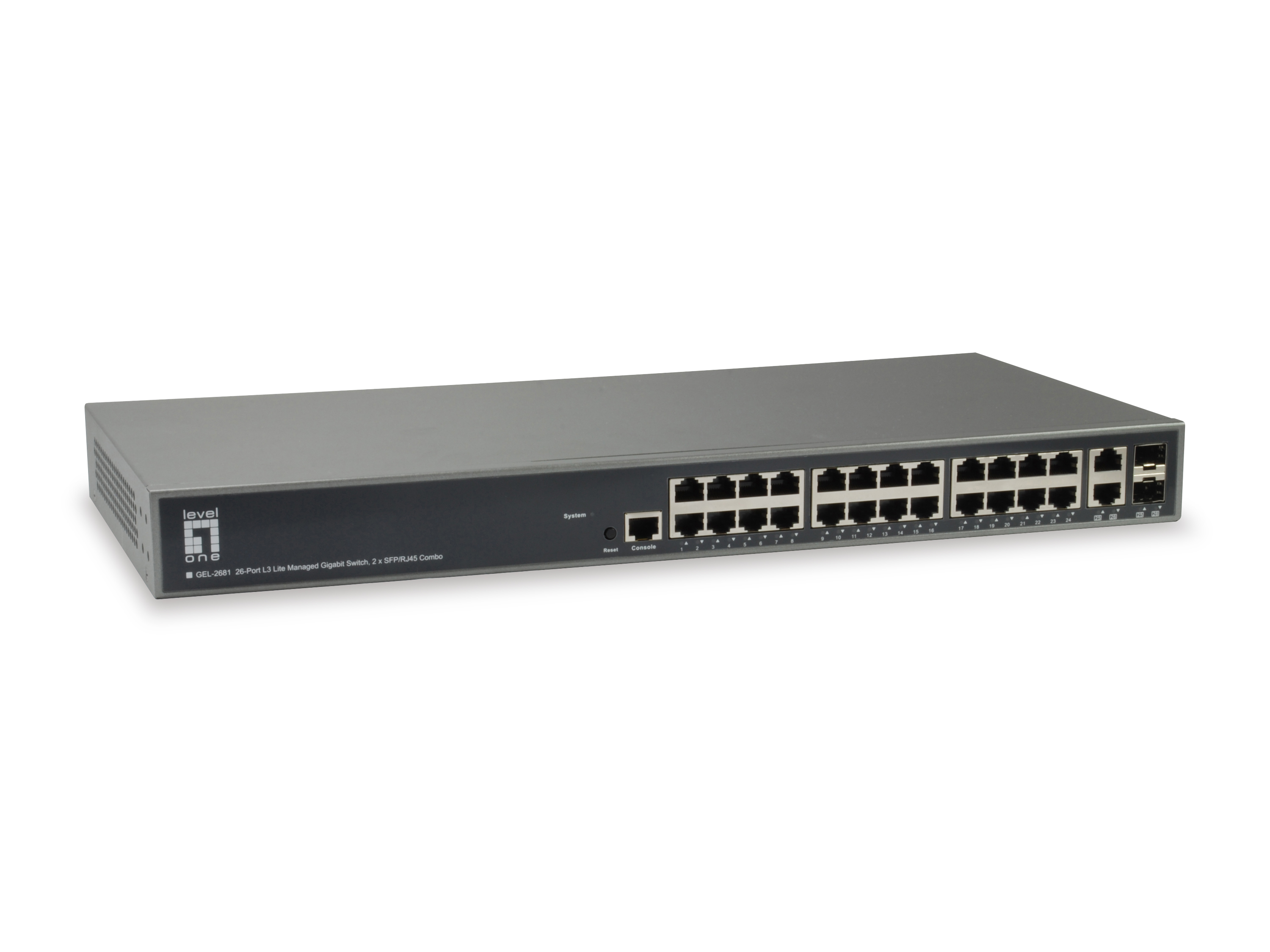 LevelOne GEL-2681 netwerk-switch Managed L3 Gigabit Ethernet (10/100/1000) Zwart (GEL-2681) thumbnail