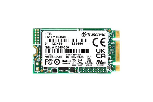 Transcend TS128GMTE460T-I SSD 128GB M.2 2242 PCIe Gen3x2 NVMe 3D TLC BiCS5 DRAM-less PE - <p>Er is geen uitgebreide omschrijving (TS128GMTE460T-I) thumbnail