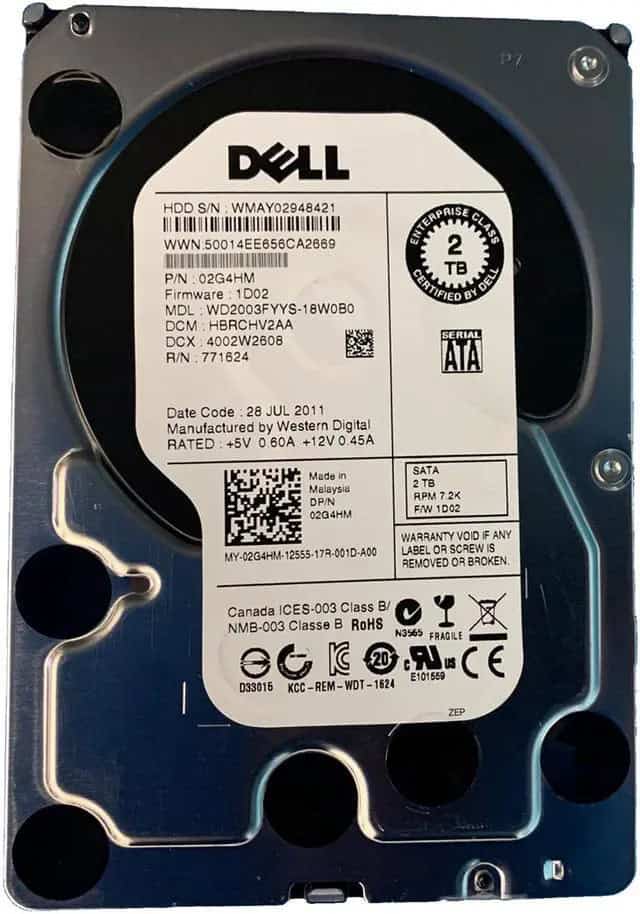 Dell HDD 2TB SATA-ES, 7.2K, 3.5in. (0H6GP-RFB) thumbnail