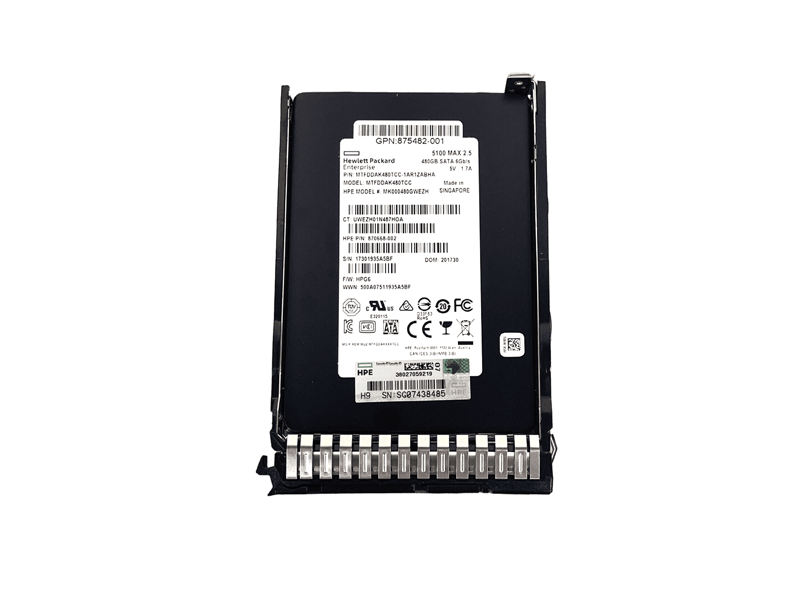 HP 480GB SATA 6G SFF SC DS SSD (875863-001) thumbnail