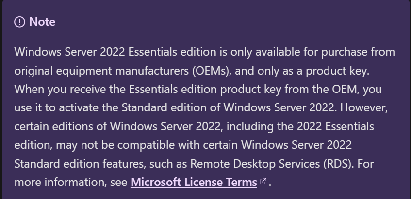 Microsoft Win Server Essentials Single Language Software Assurance Open Value No Level 3 Years Acquired Year 1 AcademicAP (G3S-01374) thumbnail