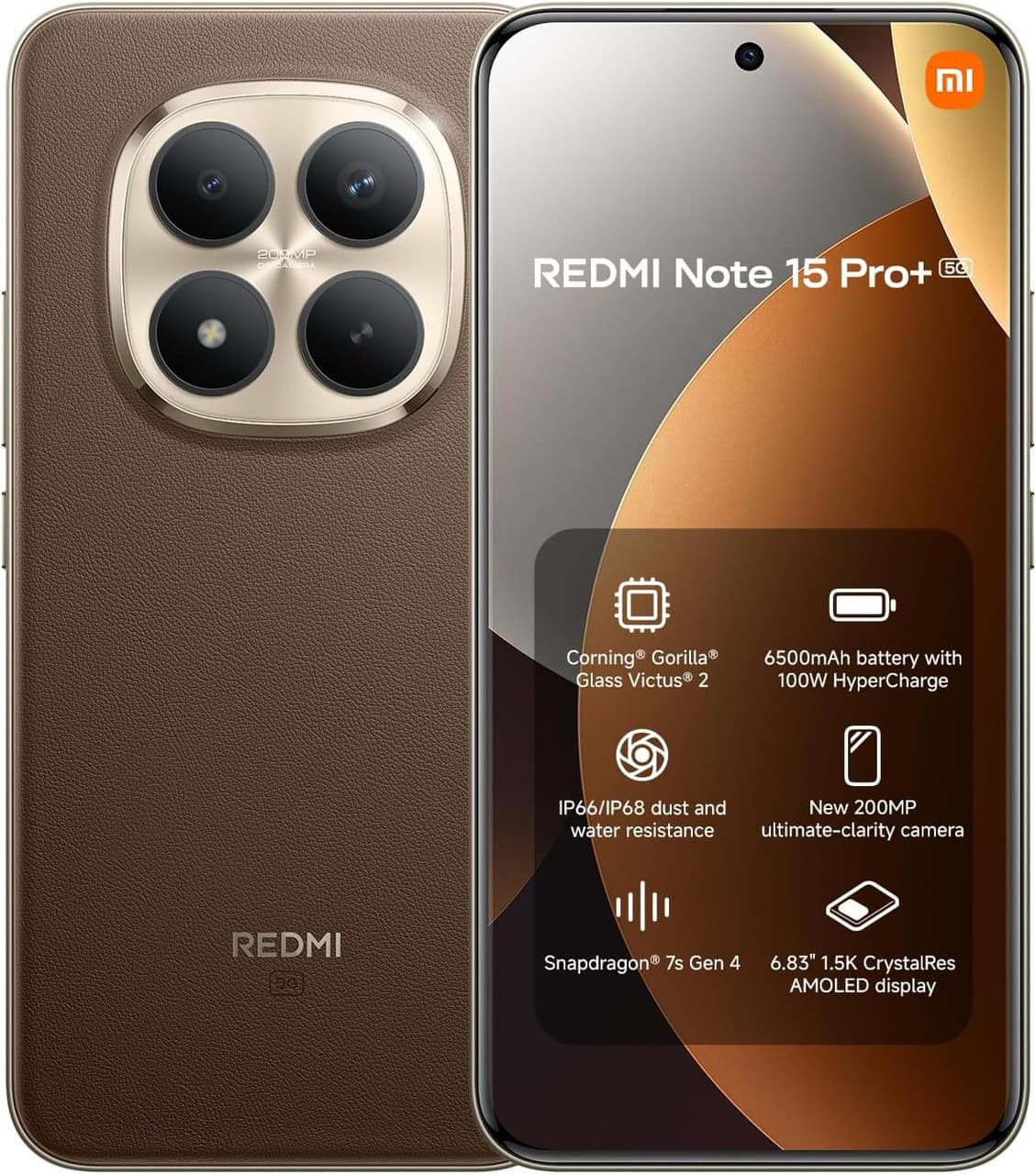 Xiaomi Redmi Note 15 Pro+ 5G Smartphone – 512 GB – 8 GB RAM – Mocha Brown (MZB0MJ6EU) thumbnail