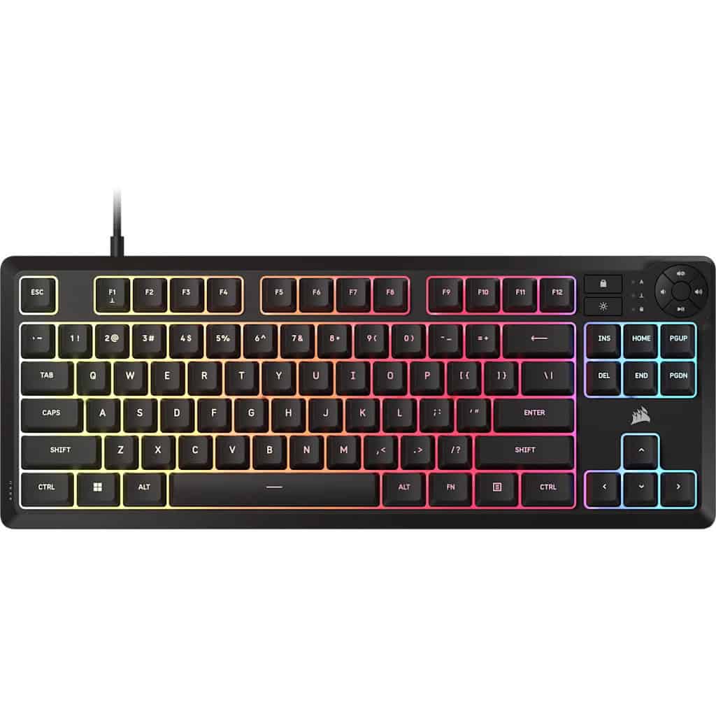 Corsair K55 CORE TKL Tenkeyless RGB Gaming-Tastatur, CH-Layout wired / membrane keys / RGB (CH-9216065-CH) thumbnail