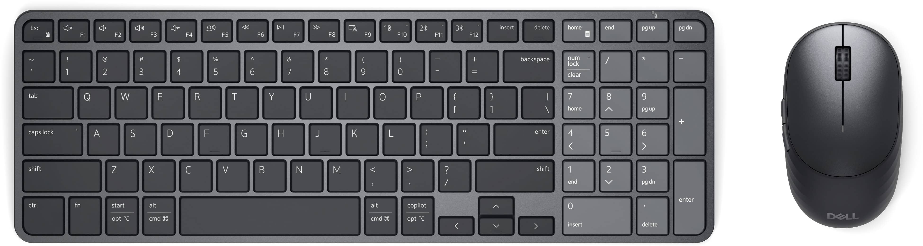DELL Pro 7 KM746 toetsenbord Inclusief muis Universeel RF-draadloos + Bluetooth QWERTY US International Grafiet (KM746-BLK-INT) thumbnail