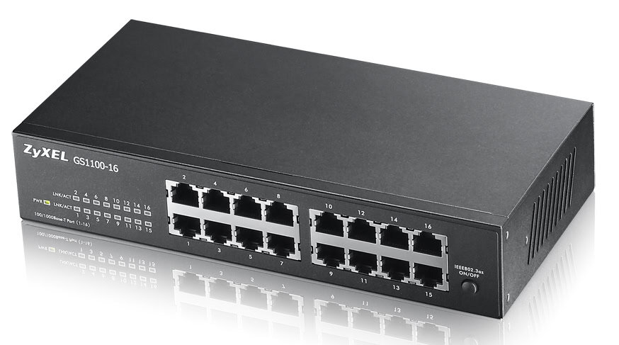 Zyxel GS1100-16 Unmanaged Gigabit Ethernet (10/100/1000) Zwart (GS1100-16E-EU0101F) thumbnail