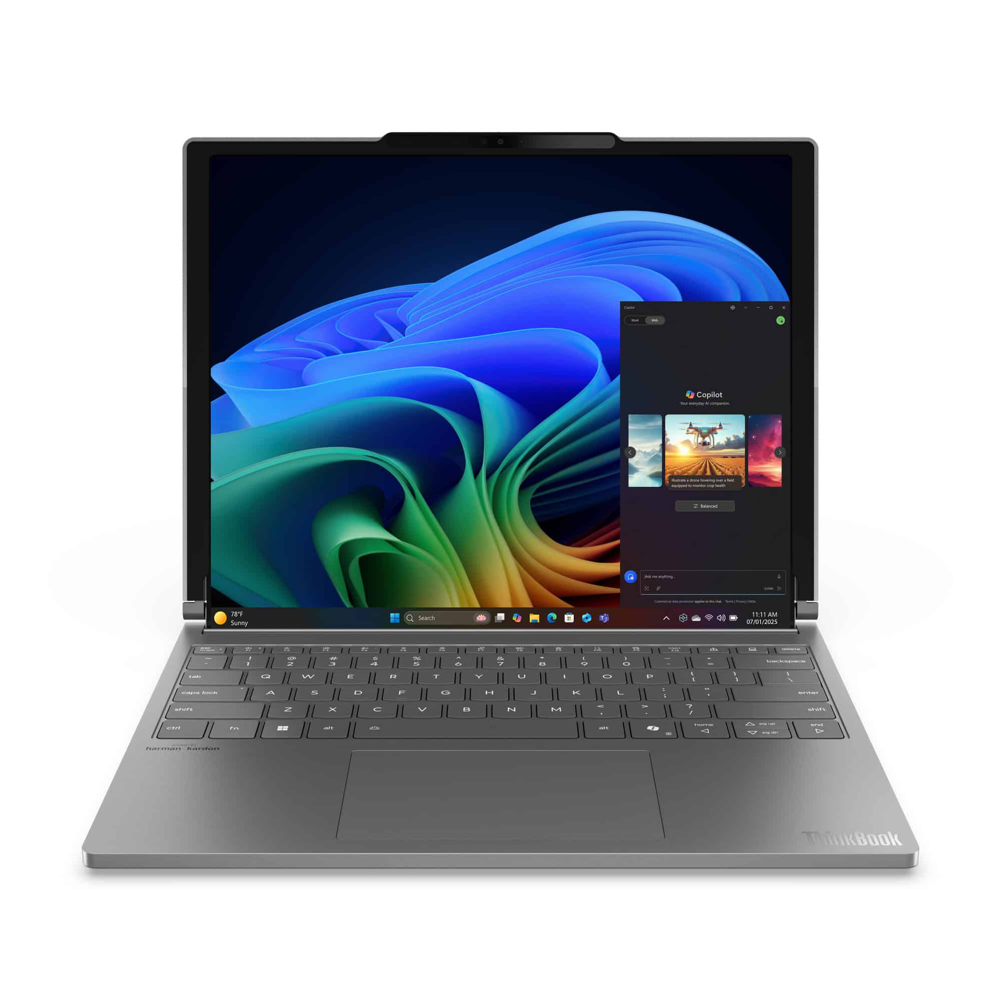 Lenovo ThinkBook Plus G6 Rollable Copilot+ PC Intel Core Ultra 7 258V Laptop 42,4 cm (16.7") 32 GB LPDDR5x-SDRAM 1 TB SSD Wi-Fi 7 (802.11be) Windows 11 Pro Frans Grijs (21TR0000FR) thumbnail