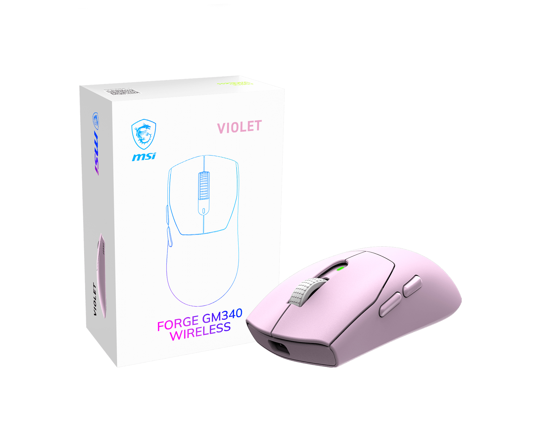 MSI Forge Gm340 Wireless Violet muis Gamen Ambidextrous RF-draadloos + Bluetooth Optisch 12000 DPI (FORGE GM340 W VIOLET) thumbnail