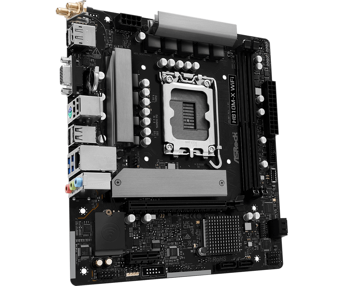 Asrock H810M-X WiFi Motherboard Intel H810 LGA 1851 Micro ATX (90-MXBS60-A0AUYZ) thumbnail