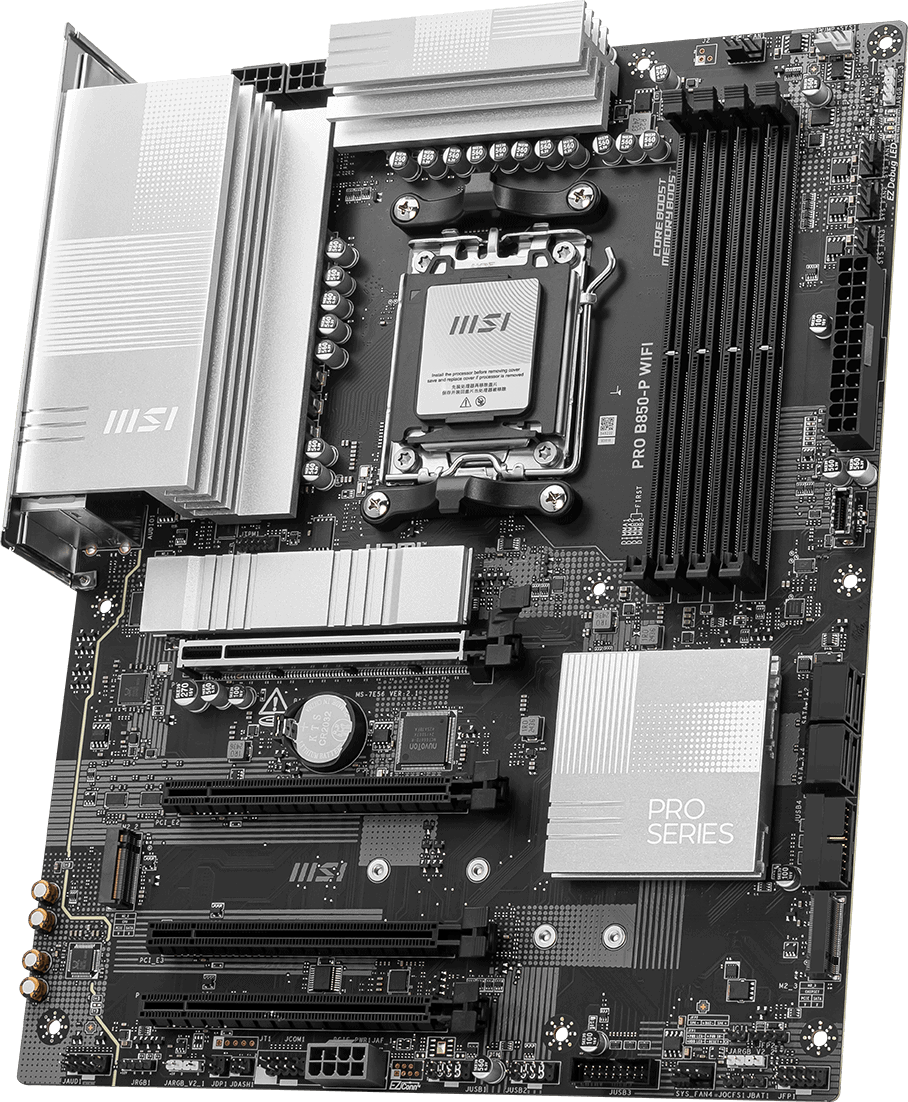MSI PRO B850-P WIFI ATX Motherboard AM5 Socket DDR5 for AMD Ryzen PC Components (007E56-002R) thumbnail