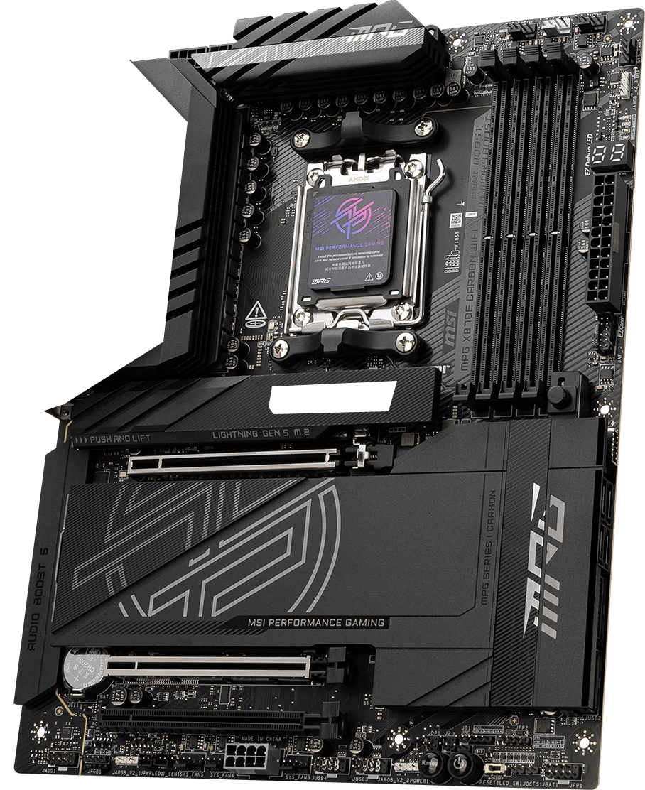 MSI MPG X870E Carbon Motherboard Wi-Fi X870EAM54DDR53PCI-EX164M.24SATA32USB41USB3.2 Gen 2x211USB3.2 (911-7E49-001) thumbnail