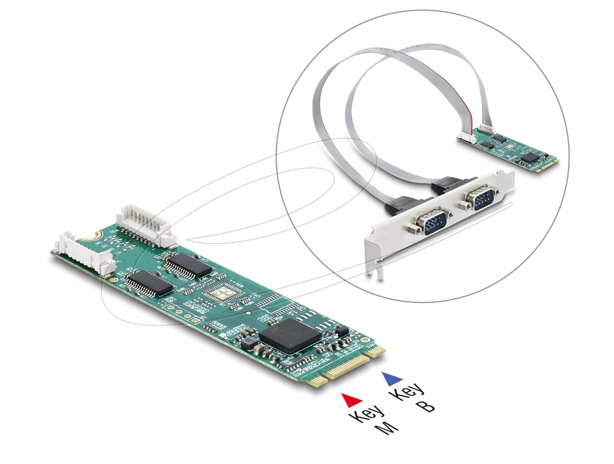 DELOCK M.2 Karte zu 2x Seriell RS-232 DB9 Standard/Low Prof. (95284) thumbnail