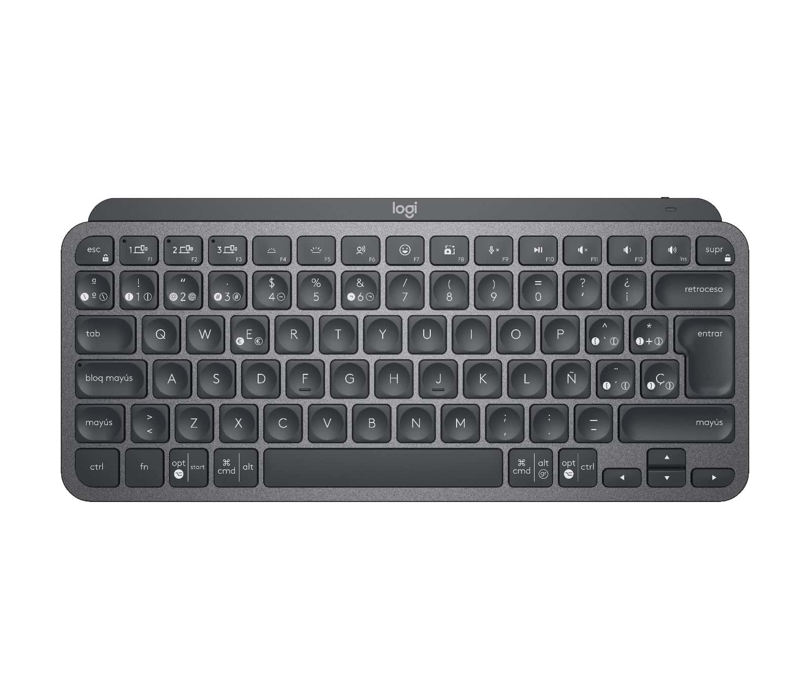 Logitech MX Keys Mini - Tastatur - hinterleuchtet - Bluetooth - QWERTY - Spanisch - Graphite (920-010490) thumbnail