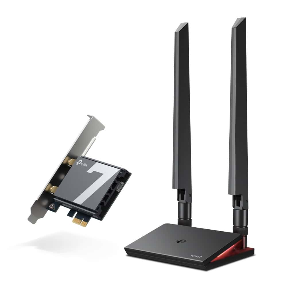 TP-Link Archer TBE550E WiFi 7 Bluetooth 5.4 Adapter BE9300 Triband, PCI Express, 2x Externe Antenne (ARCHER TBE550E PROMO) thumbnail