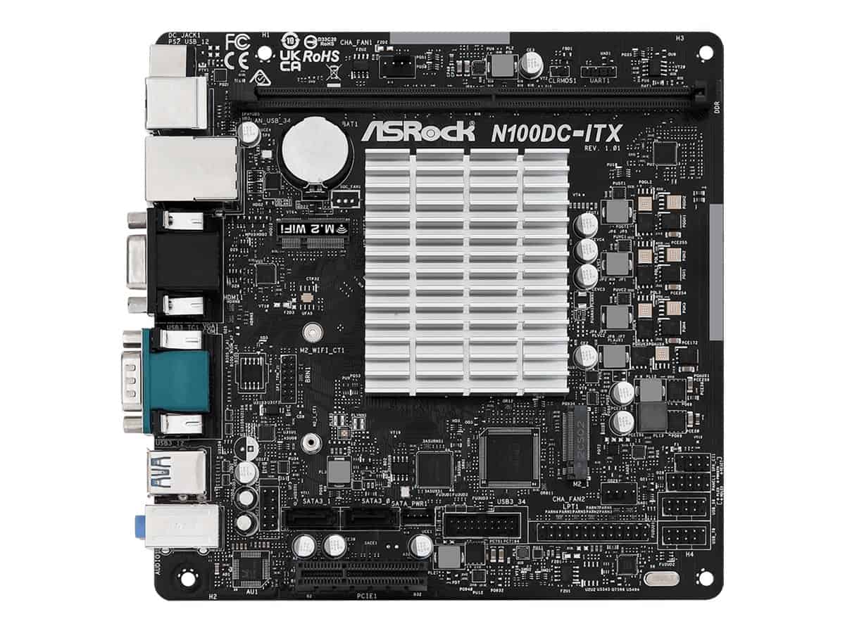 ASRock N100DC-ITX Mini ITX Motherboard (90-MXBLM0-A0UAYZ) thumbnail