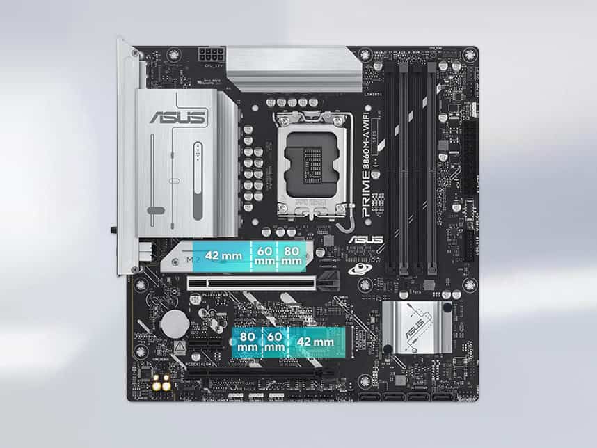 ASUS Motherboard B860 Express A1851 Micro-ATX DDR5 Memory 4 Memory Slots (PRIME B860M-A WIFI) thumbnail