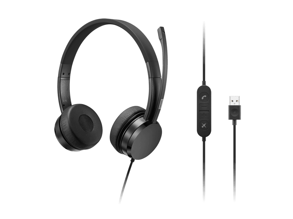 Lenovo 4XD1K18260 hoofdtelefoon/headset Bedraad Hoofdband Muziek/Voor elke dag USB Type-A Zwart (4XD1K18260) thumbnail