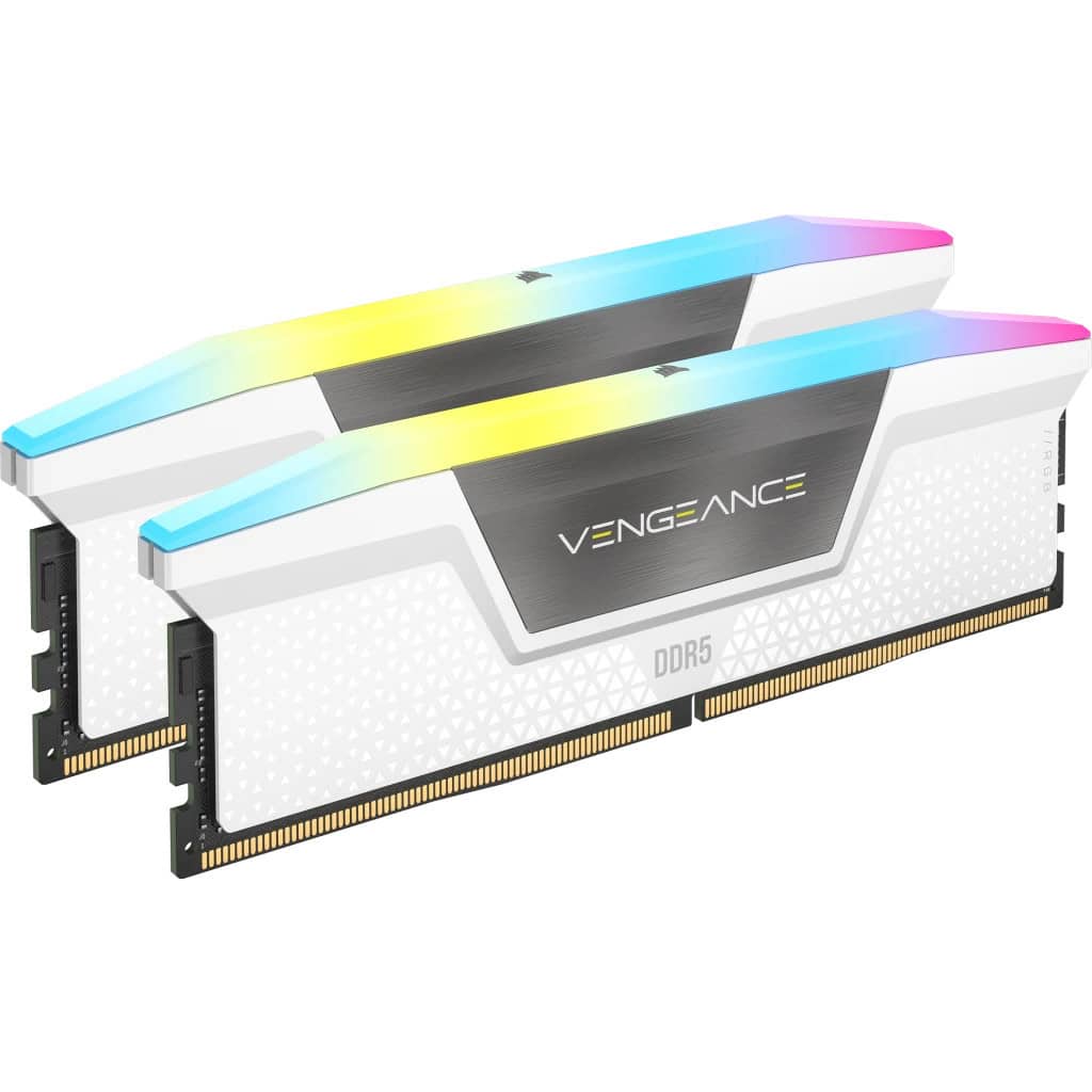 CORSAIR VENGEANCE RGB DDR5 32GB (2 x 16GB) DDR5 6000 CL36-44-44-96 1.35V Intel XMP - WHITE (CMH32GX5M2E36W) thumbnail