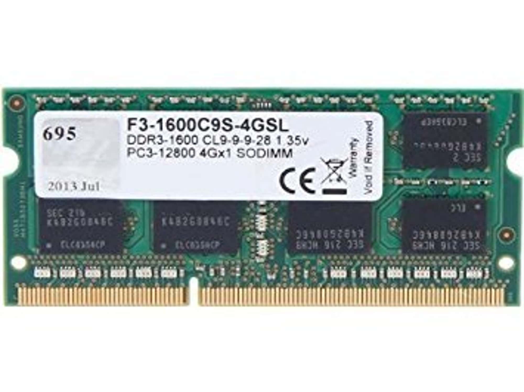 G.Skill SO DDR3 4GB PC 1600 CL9   G.Skill (1x4GB) 4GSL 1.35V (F3-1600C9S-4GSL) thumbnail